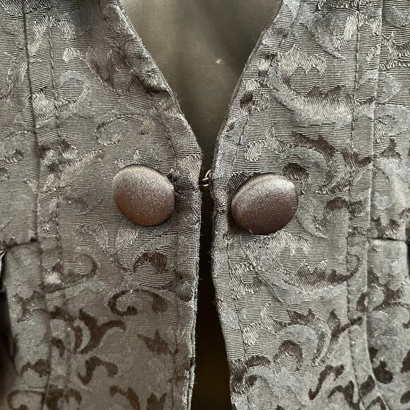 DKNY Jeans Black Damask Shawl Collar 3/4 Sleeve Blazer, Size Small - Picture 5 of 15